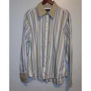7 Diamonds Mens Striped Button-Up Long Sleeve  Shirt 100% Cotton Size XXL
